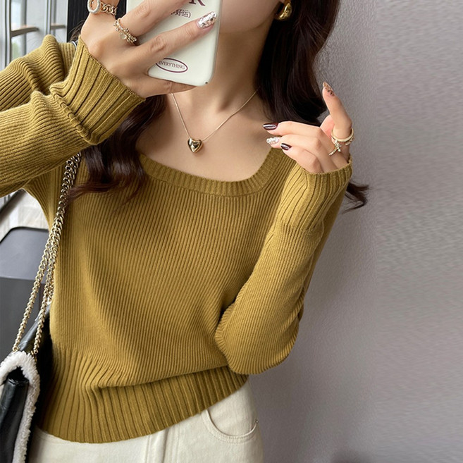 메이킹유 골지 스퀘어넥 스웨터 WA11141로이안니트