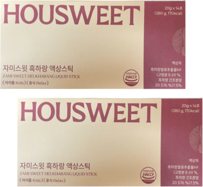 하우스윗 정품 자미스윗 흑하랑 상추 무설탕 액상스틱 사과맛 14p, 280g, 2개 - 쿠팡