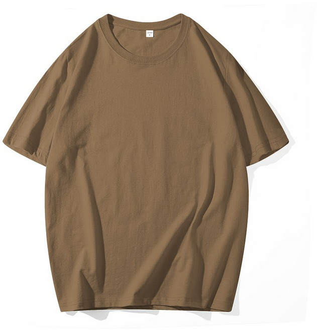 夏季薄款精梳棉短袖 素色上衣 圓領 13色經典 【M-5XL】 團體服 工作服, 咖啡色,5XL