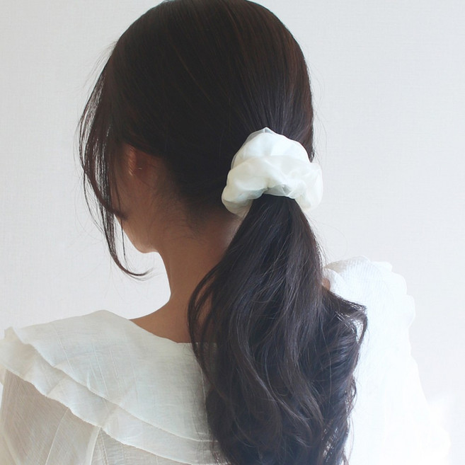 쉬폰 적은숱 곱창끈 반머리 반묶음 심플 헤어슈슈 머리끈 헤어밴드 기본 3컬러