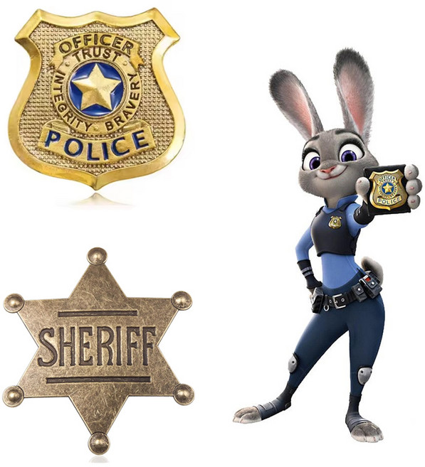 주토피아 주디 경찰 보안관 핀뱃지 2세트