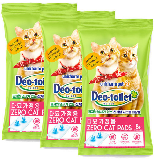 데오토일렛 고양이 패드 8P(다묘용), 데오토일렛 고양이 패드 8P(다묘용) x 3개, 3개