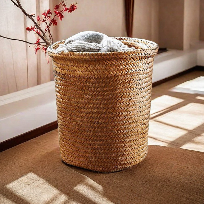 에코벨 라탄화분 바구니 커버 가리개 24X24CM/거치대 스탠드, 라탄화분 바구니 커버 24X24CM 브라운