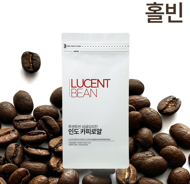 루센트빈 인도 카피로얄 AA 구수한 매력있는 원두 커피, 1개, 500g, 홀빈(분쇄안함)