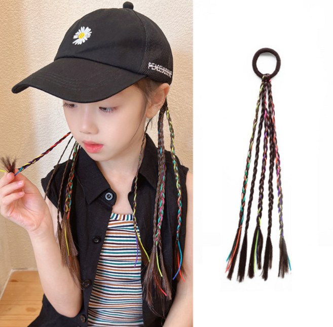 키즈브릭스 땋은 머리 포인트 컬러 브릿지 헤어핀, 컬러끈, 2개