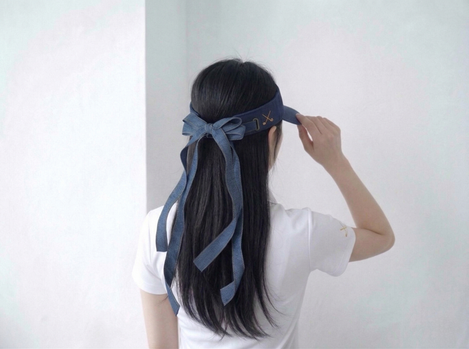 보로드 데님 리본 자동핀 기본 발레코어 골프핀 국내제작