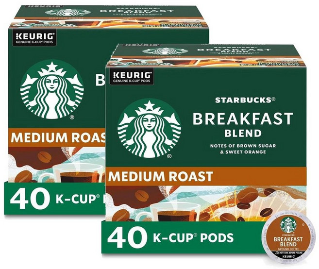 Starbucks 스타벅스 K컵 미디엄 로스트 큐리그 브렉퍼스트 블렌드 캡슐 4g, 2개, 40개입
