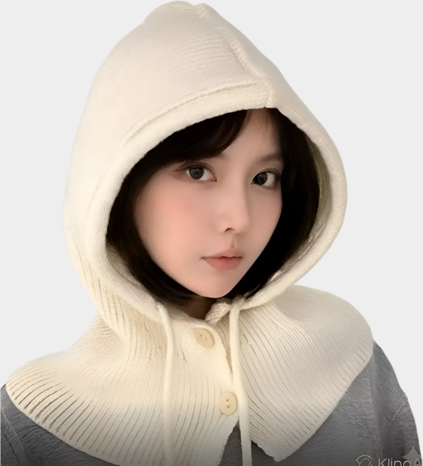 르코르 니트 바라클라바 와이드핏 방한 후드 넥워머, 베이지, 1개