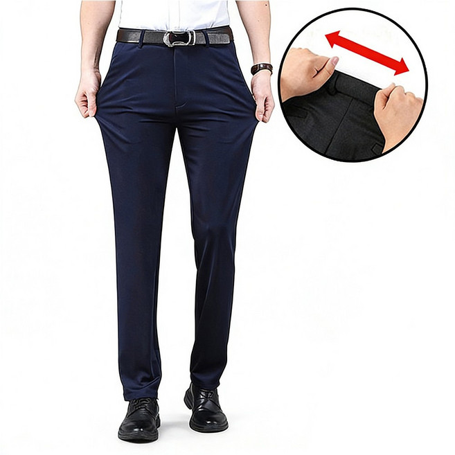 차쿠 남성 봄 여름 가을 정장바지 허리밴딩 스판바지 고탄력 슬랙스 오피스 회사 바지 출근바지 중년 빅사이즈