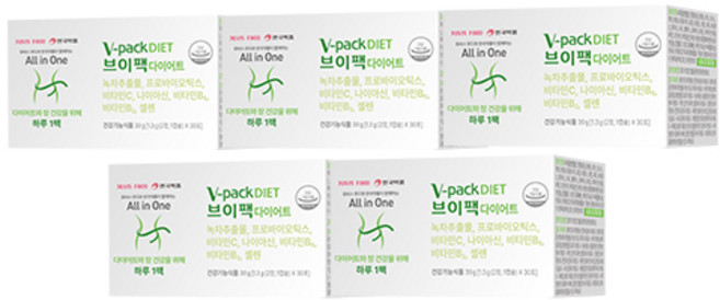 안국약품 브이팩 다이어트 올인원 멀티 비타민, 5박스, 30정