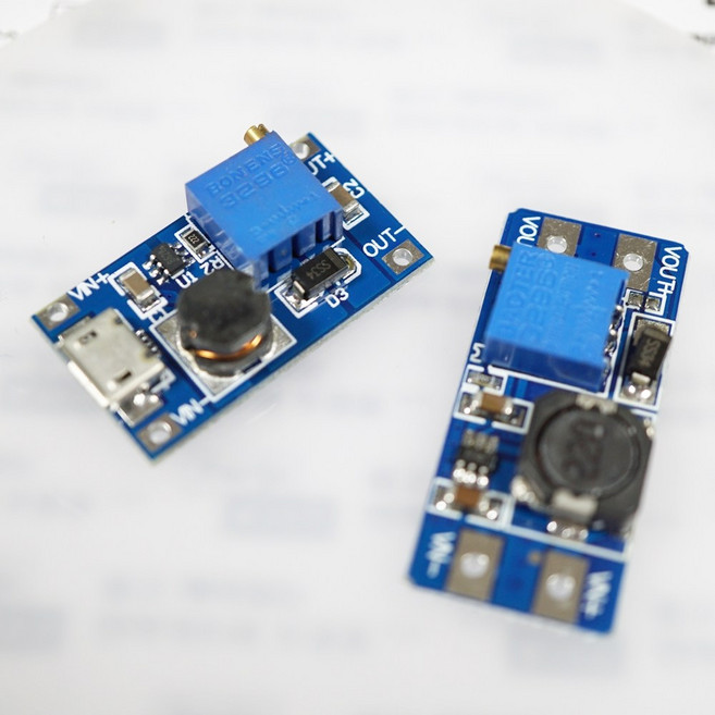 MT3608 승압모듈 DC-DC컨버터 스텝업 2A 가변형 USB타입 파워 아두이노호환, A타입 - MT3608 승압모듈 (2A/USB타입), 리드선 납땝작업 (입력:흑적/출력:흑백), 선택안함