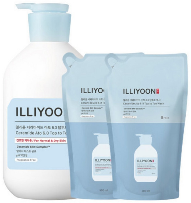 일리윤 세라마이드 아토 6.0 탑투토 바디워시 무향, 1L, 2개