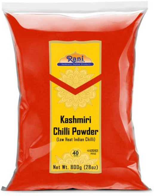 라니 카슈미르 칠리 파우더 (데기 미르치 저열) 분쇄 인도 Rani Kashmiri Chilli Powder (Deggi Mirch Low Heat) Ground Indian, BULK BAG, 1.75 Pound (Pack of 1), 800g, 1개