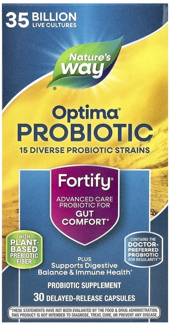 몸관리하세요 겨울입니다 Nature's Way Optima® 프로바이오틱 Fortify® 편안한 장 350억 지연 방출 캡슐 30정 특별관리진행, NaturesWayOptima프로바이오틱Fortify편, 1 - 쿠팡