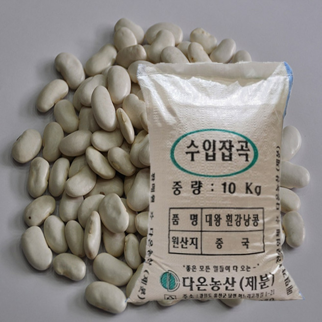 [다온농산] 수입 중국산 흰강낭콩/대왕 흰강낭콩 -10Kg- 크기가 엄청커요, 1개, 10kg