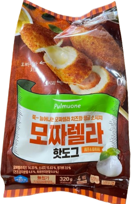 야식 간식 풀무원 모짜렐라 치즈 소시지 수제 핫도그 (80gx4개입), 320g, 5개