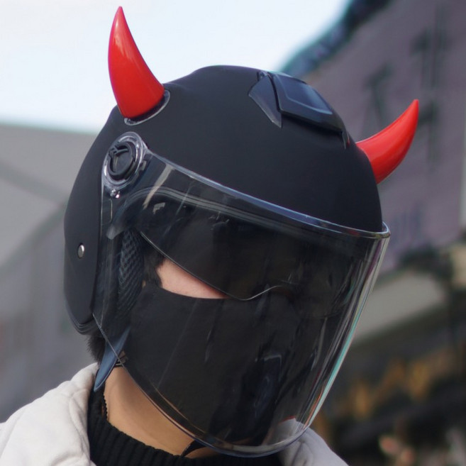 삼에스 오토바이 헬멧 장식 악세사리 악마뿔 용품, B38악마뿔-레드(2개세트)