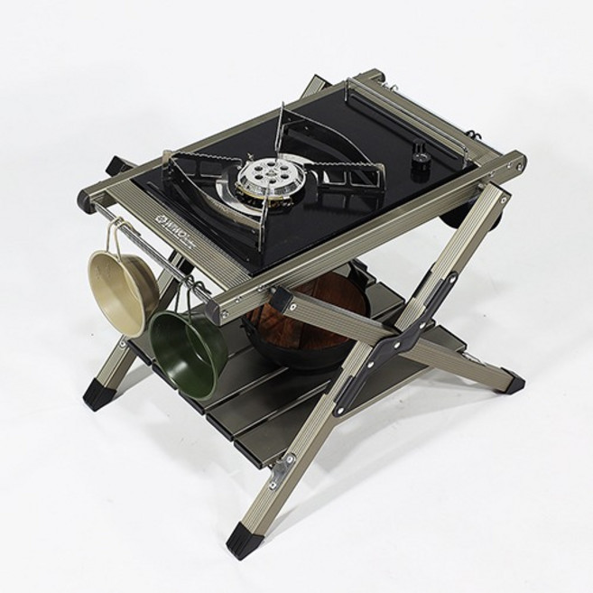 위오 2단버너쉘프 IGT테이블 Ver2(캠핑미니IGT테이블), 2단 버너쉘프테이블-블랙