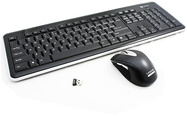 I-Rocks RF-6577L-BK – 레트로 2.4GHz 무선 키보드 및 마우스 콤보 (블랙)