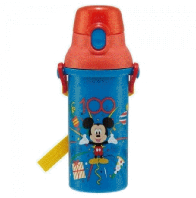 (수팡)디즈니 100주년 미키 원터치 어깨끈물병 480ml 항균+ 물통, 단품, 단품