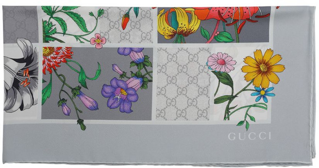 구찌 플로럴 로고 프린트 스카프