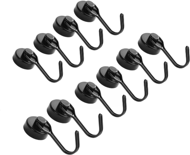 오디너리스탠다드 초강력 네오디움 고리자석, 180도 회전형 모던블랙 후크 20mm, 10개