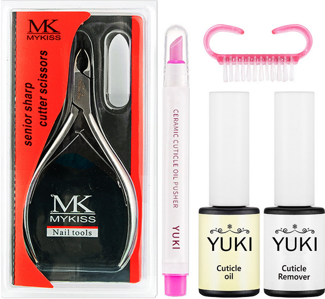 유키 네일니퍼 + 큐티클오일 큐티클리무버 오일푸셔 더스트브러쉬 필수 세트, 1세트, 네일니퍼+큐티클오일+큐티클리무버+오일푸셔+더스트브러쉬