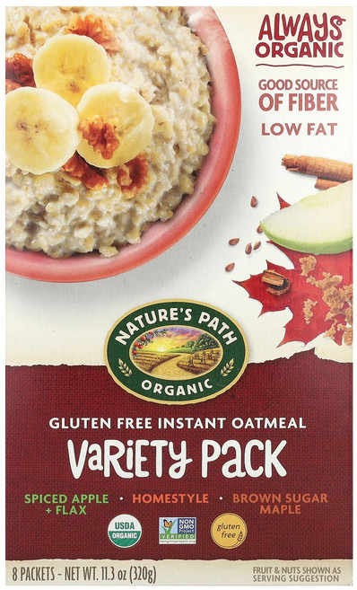Nature's Path 유기농 글루텐 무함유 인스턴트 오트밀 버라이어티 팩 8팩 320g(11.3oz) Path (네이처스 패스), 320g, 1개