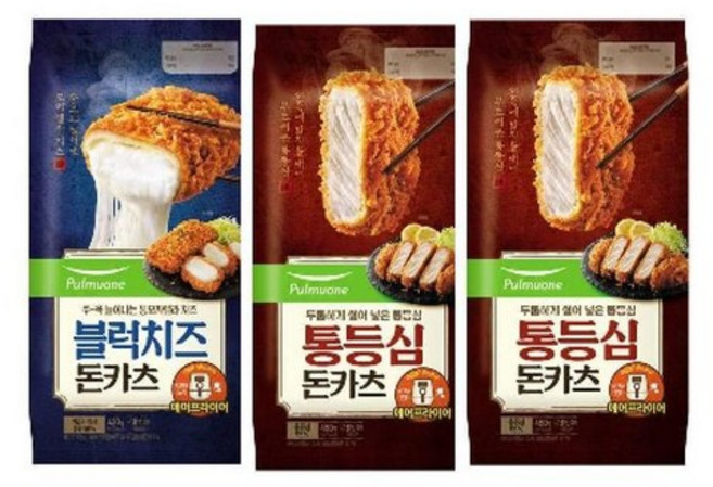 풀무원식품 돈카츠 2종 3봉[통등심x2봉+블럭치즈x1봉], 450g, 1개