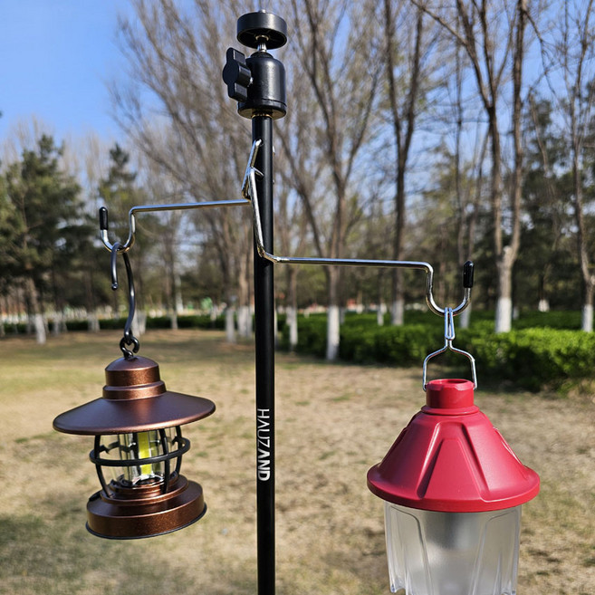 캠핑 랜턴 스탠드 파일드라이버 랜턴걸이 조명거치대 하우잰드, 1개, 블랙