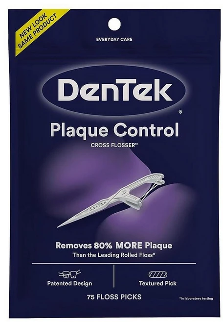 DenTek 덴텍 치실 픽 X자형 크로스 치실 플라크 컨트롤 75개, 75 Count (Pack of 1), 1개 - 쿠팡