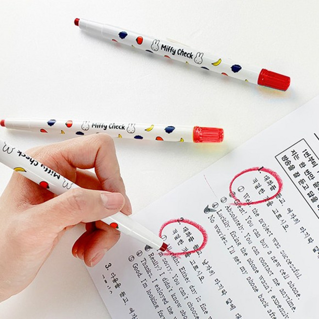 동아 미피 체크 색연필 빨간펜 채점펜 (빨강 12자루), 단품, 단품