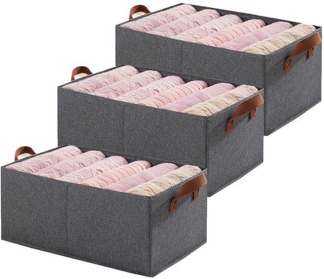 레디박스 공간활용 패브릭 옷 정리함 다용도 접이식 리빙박스, 그레이, 3개