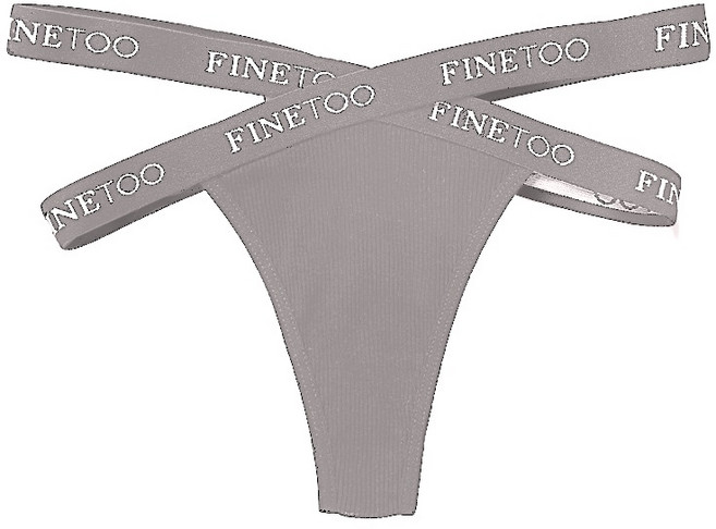 FINETOO 女 性感低腰丁字褲 英文內褲 歐美T褲, 字母交叉款-灰色