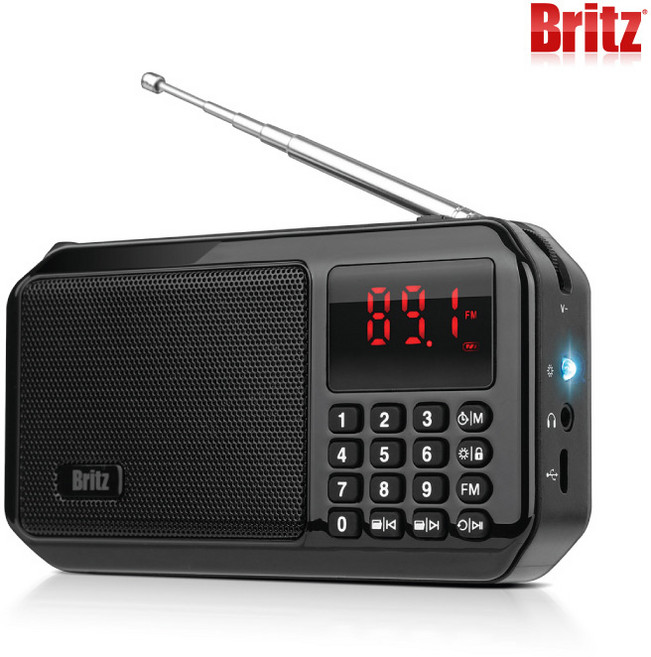 브리츠 휴대용 라디오 MP3 블루투스 스피커, 블랙, BZ-LV980