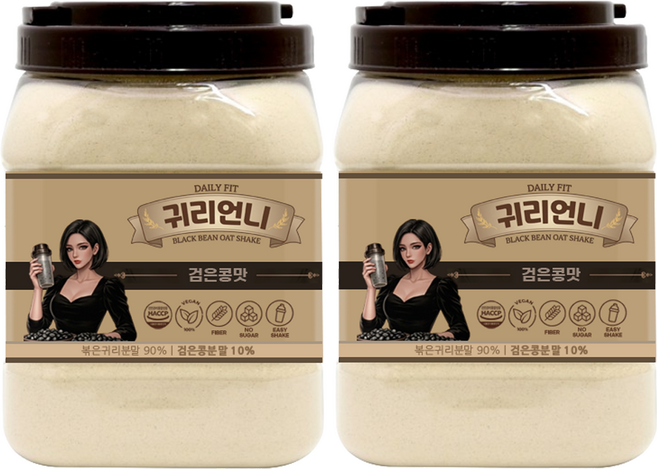 데일리핏 귀리언니 검은콩 쉐이크 귀리 선식 미숫가루, 2개, 1.2kg