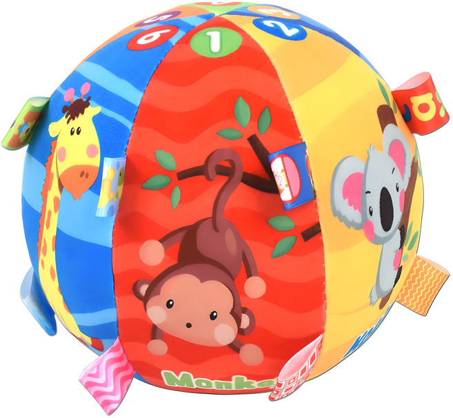 오즈토이 동물 딸랑이 방울 촉각 헝겊 아기공, 혼합색상, 1개