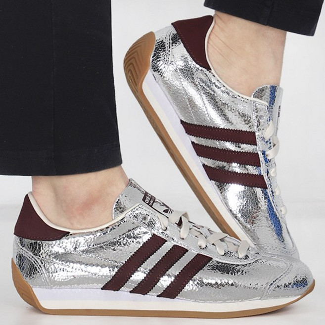 아디다스 스니커즈 컨트리 OG 우먼스 유광 실버-버건디 레드 3S 로고