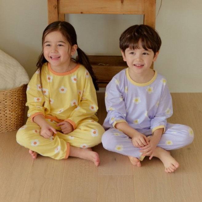 아이숲 아동용 플라워 모달 오버핏 실내복 상하의 세트