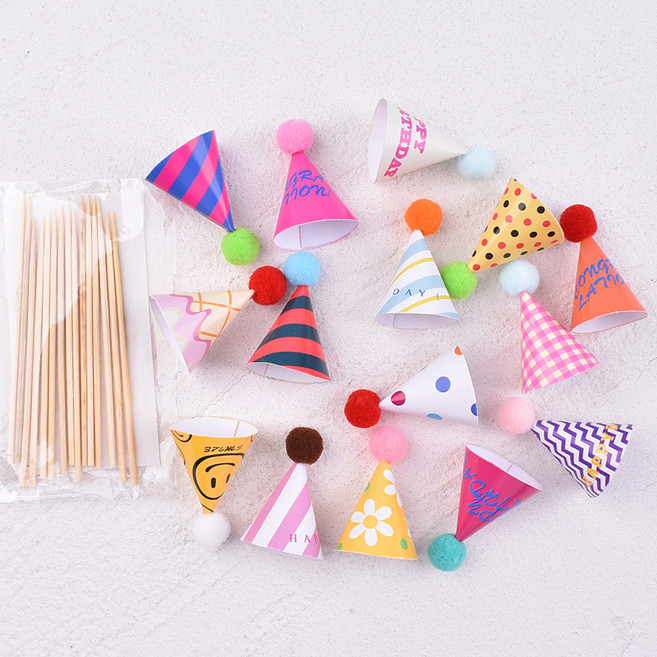 일상채움 데코 포장 장식 미니 꼬깔 모자 15p, 1세트