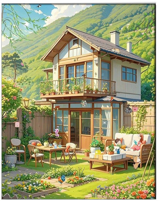 호인트 diy 명화그리기 유화 피포페인팅 컬러링키트 대형 40x50cm, 1개, 005햇살머문집
