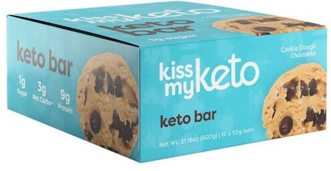 Kiss My Keto 키스 마이 키토 바 쿠키 도우 초콜릿 50g x 24바 프로틴바, 24팩