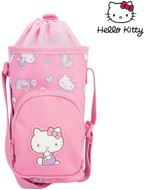 물병크로스 헬로키티 하트 물통 주머니 입학 준비물, 1개