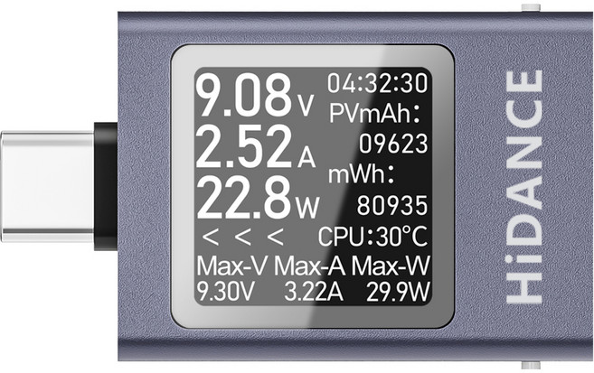 HDC-085C 디지털 디스플레이 DC 전압 전류계 전원 계량기 C타입 휴대폰 충전 테스터 DC 4.5-50V 0-12A PD3.1, 1개