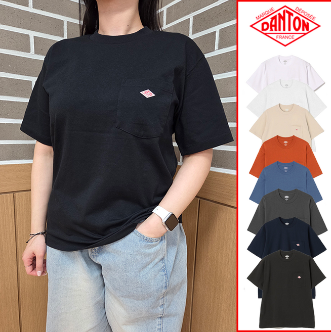 DANTON 단톤 남녀공용 포켓 로고 반팔 티셔츠