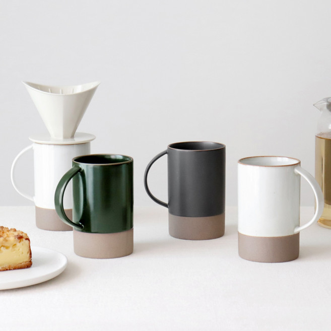 카모메키친 국내생산 카페 오릇 투톤 예쁜 머그컵 롱 460ml, 차콜, 2개