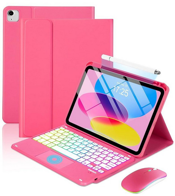 MePadKey Touchpad Keyboard Case for iPad A16 11th/10th Generation/Air 11 inch M4 M3 M2/Air 5th 4th, Hot Pink
