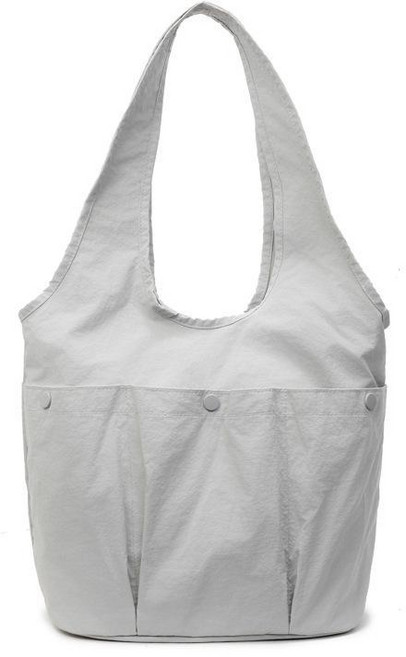 褶皺多口袋通勤手提包, 灰白色
