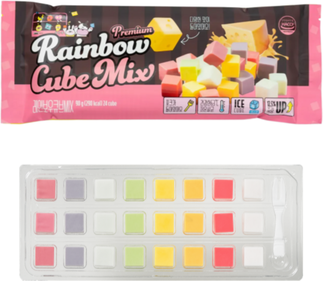 레인보우과일큐브치즈 단품구성 [블랙] 레인보우큐브MIX!, 1개, 90g