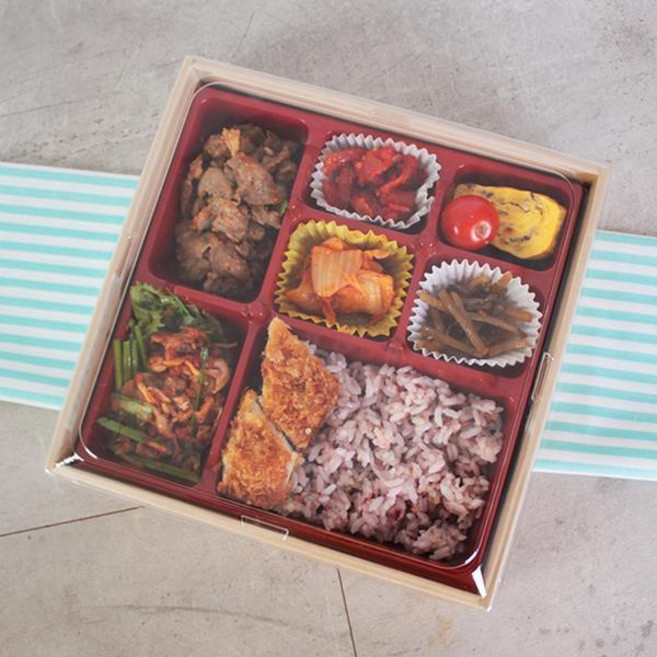 삼부팩 고급도시락 용기 한식도시락 소풍도시락 정성도시락 3-5호 투명뚜껑, 1박스, 50세트